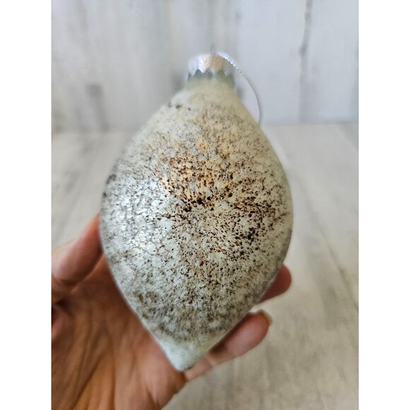 Speckled brown white teardrop ornament glass Xmas tree - Picture 3 of 8